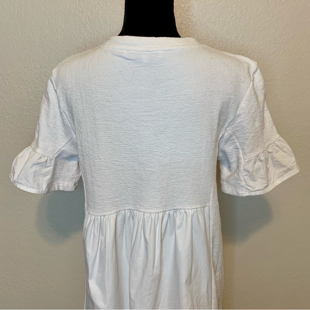 English Factory Puff Sleeve Babydoll Dress White Size Medium - Picture 11 of 15